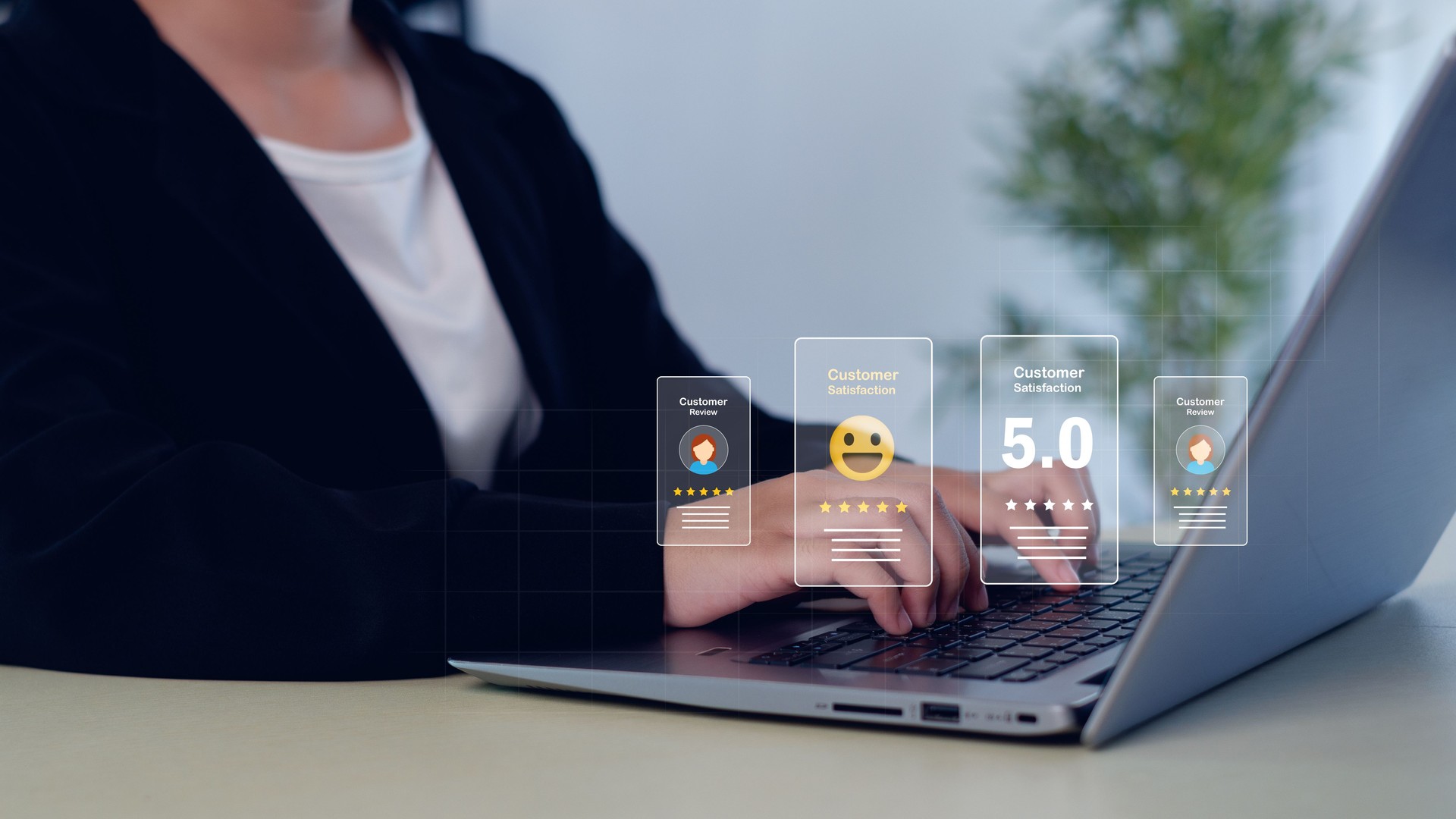 Online customer satisfaction survey feedback and ratings for business success, Quality service evaluation positive customer reviews.
